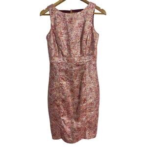 Badgley Mischka Collection sheath dress women’s size 4 pink tweed barbie